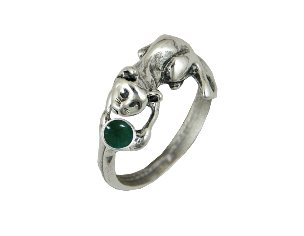 Sterling Silver Kitty Cat Ring With Fluorite Size 9